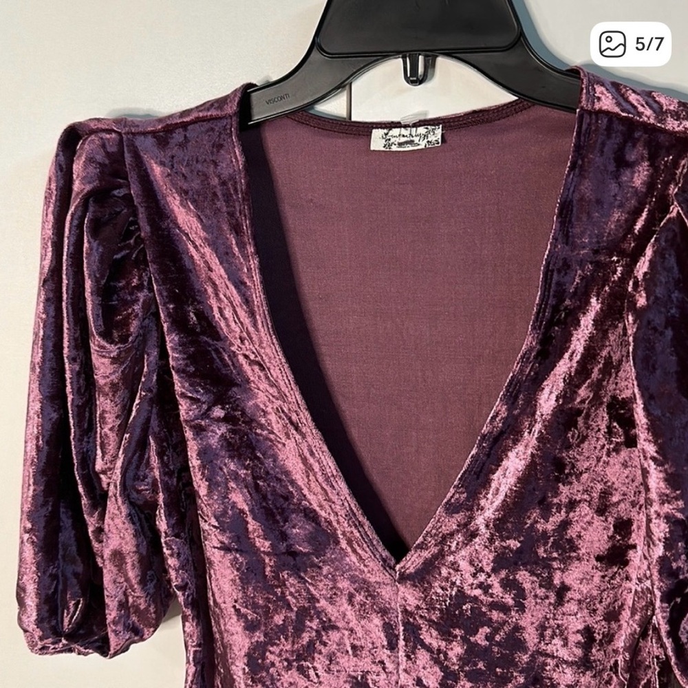 #520 NWT Free People Deep Purple Velvet Bodysuit